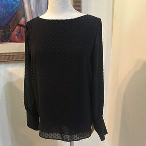 Ann Taylor Elegant Black Patterned Top Size Small